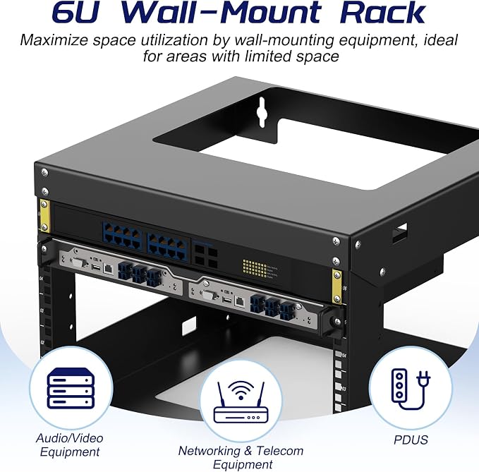 6U Wall Mount Open Frame 19 Inch Server Equipment Network Cabinet 18 inches - Image 6