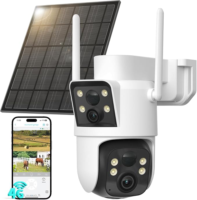 LIWAN 4G LTE Cellular Security Camera Wireless Outdoor, No WiFi Dual Lens by LIWAN