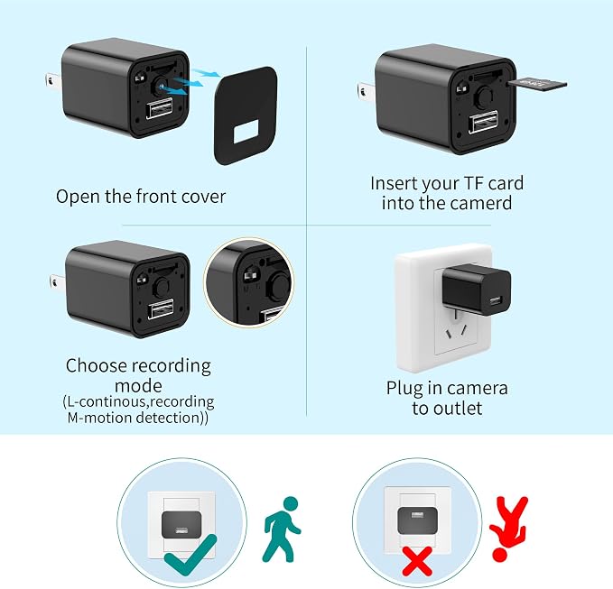 DUVIX Mini Camera with 64G Card 1080P Small Security Camera Charger with Motion - Image 3