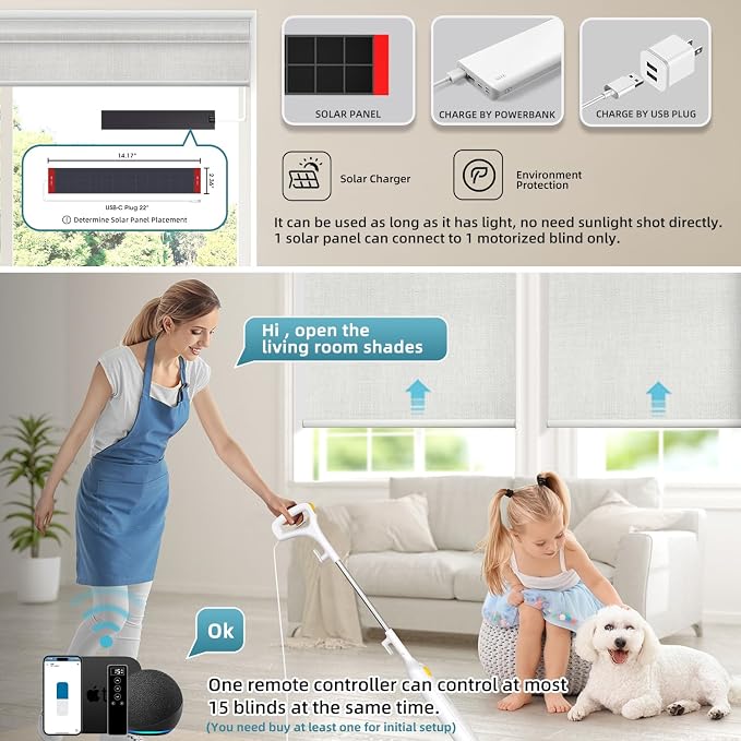 SmartWings Motorized 100% Blackout Shades Blinds, Custom Size, Cordless Window - Image 2