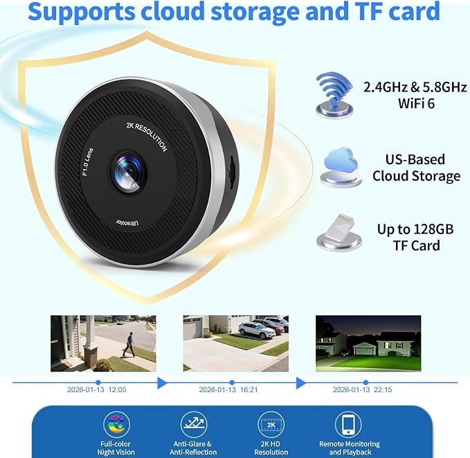 3MP 2K Window Camera, Indoor Security Camera UltraColor Night Vision, WiFi 6 - Image 3