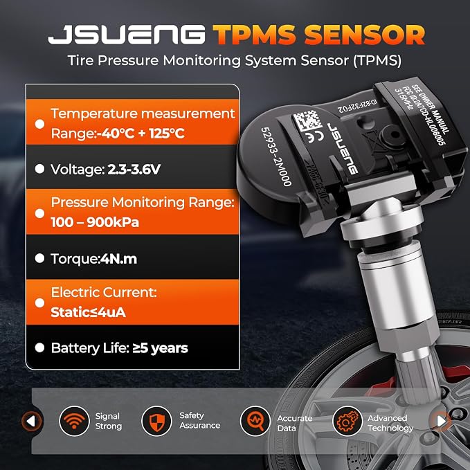 Jsueng 4-Pack TPMS Sensor Tire Pressure Monitoring Sensors Compatible - Image 5