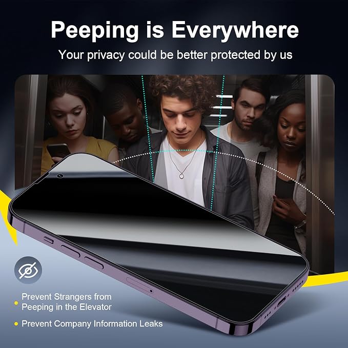 NEW'C 3x Privacy for iPhone 14 Pro Screen Protector+ 3x Camera Lens Protector - Image 5