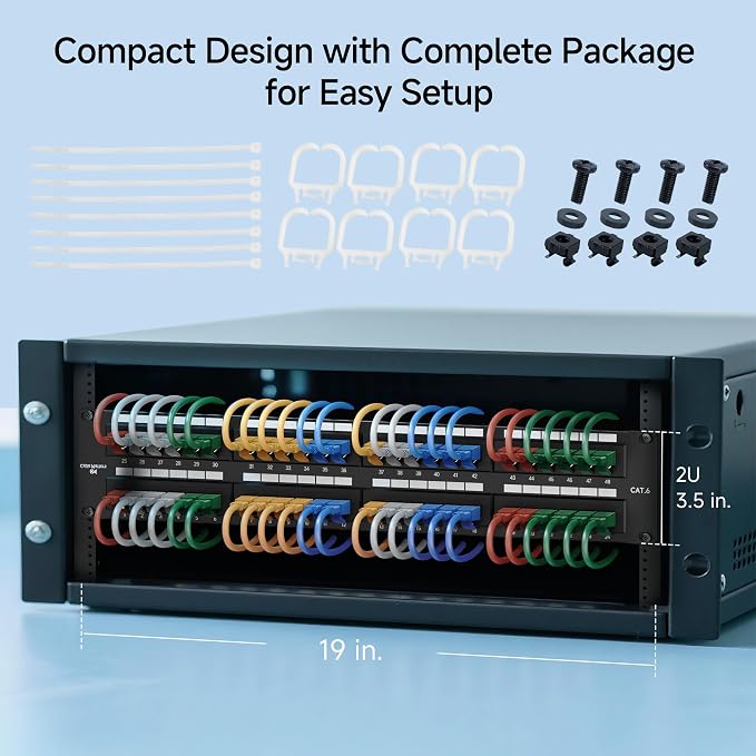 Cable Matters 48 Port Patch Panel Rackmount or Wall Mount 19-Inch, 2U Cat6 - Image 7