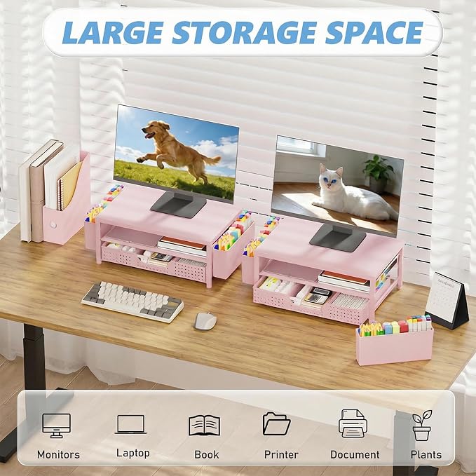 OPNICE Desk Organizers and Accessories, 2-Tier Computer Monitor Stand Riser - Image 6