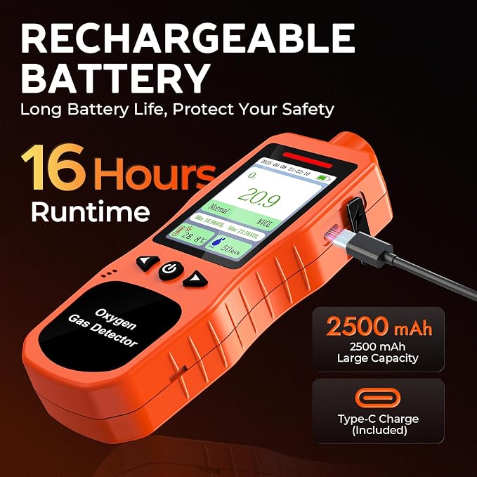 Portable Oxygen Detector 0-30%, Rechargeable O2 Monitor - Image 5