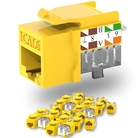 Keystone Jack Cat6 Slim 25 Pack, Cat6 Keystone Jacks 90 Degree, RJ45 Keystone by Lysymixs
