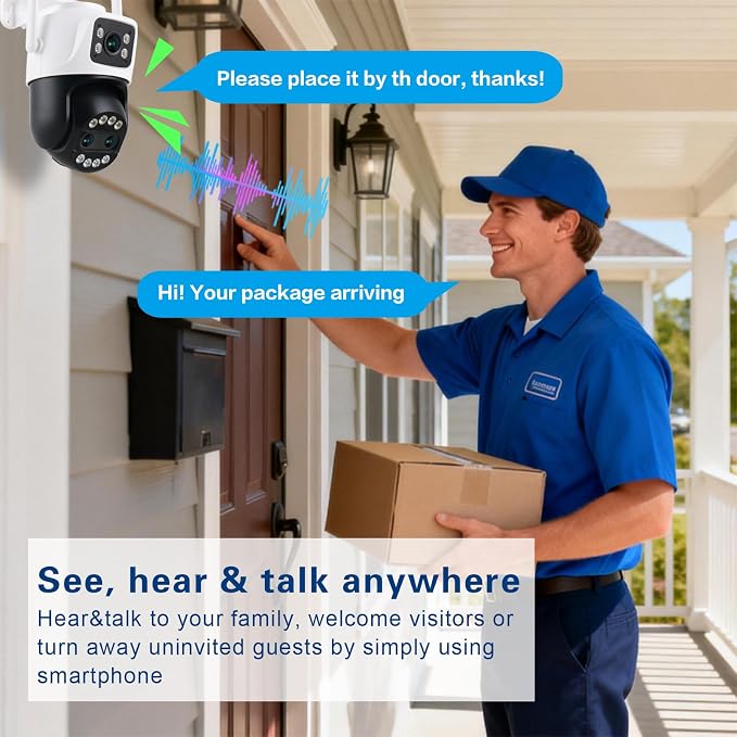 Outdoor Camera 3 Lens, 8X Hybrid Zoom WiFi Security Cameras Wired 24/7 Recording - Image 6