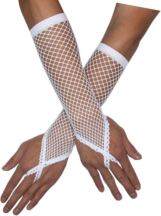 Seeksmile Women's Girls 80's Theme Party Emo Fingerless Arm Fishnet Gloves by Seeksmile