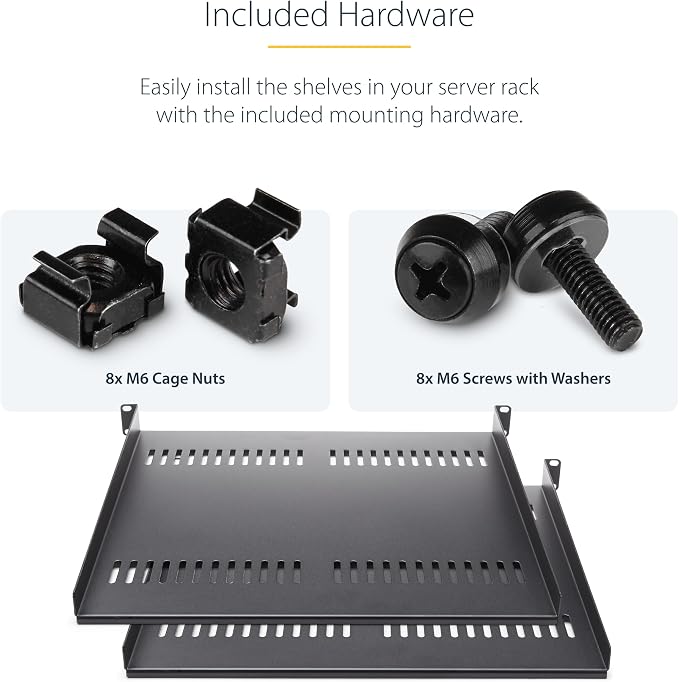 StarTech.com 2-Pack 1U Server Rack Shelf, Vented Rack Mount Cantilever Shelf - Image 7