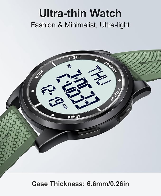 Beeasy Digital Watch for Men Women, 50M Waterproof, Ultra-Thin & Lightweight - Image 4