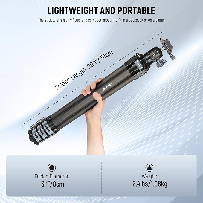 NEEWER 60.4" Travel Tripod Carbon Fiber - Image 2