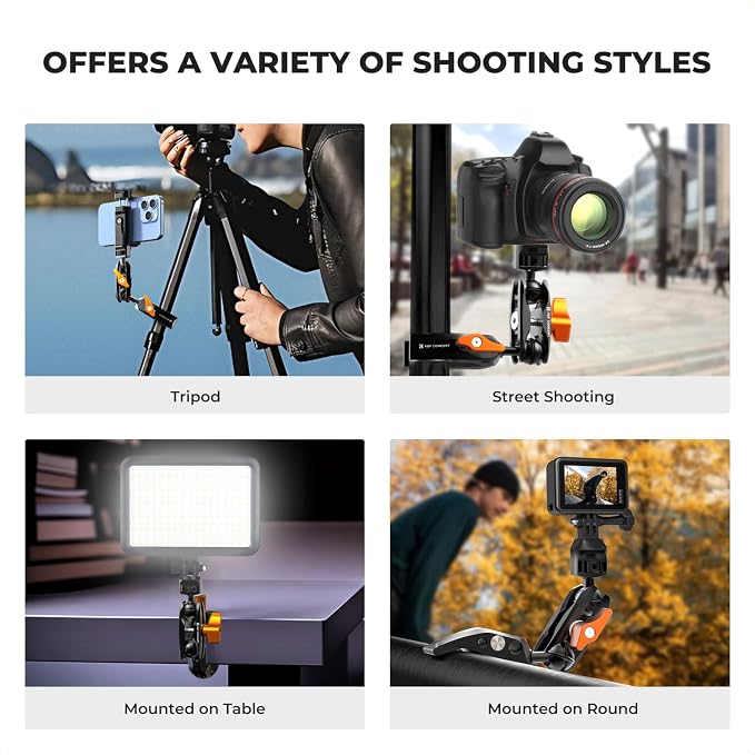 K&F CONCEPT Camera Clamp Mount, Super Clamp Mount Magic Arm - Image 6