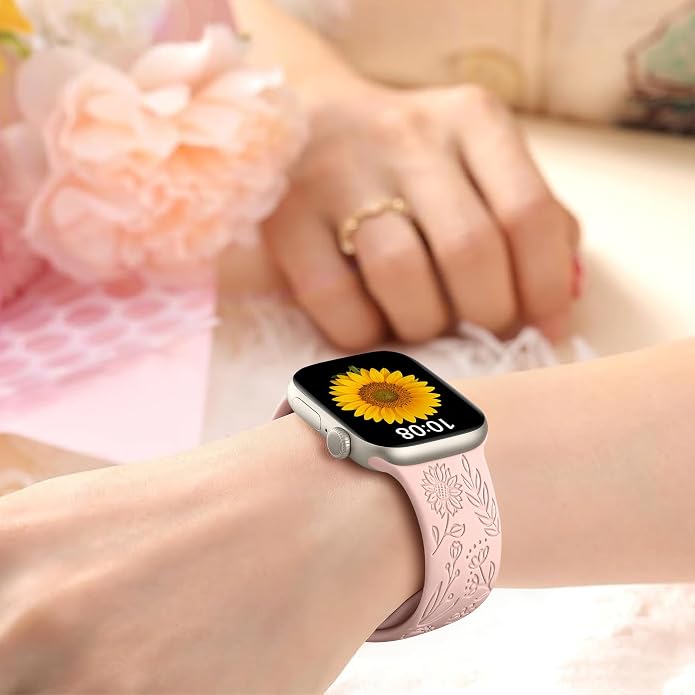 SNBLK 6 Pack Floral Engraved Bands Compatible - Image 6