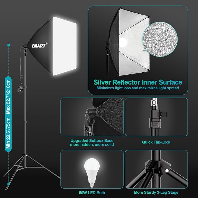 EMART 8.5 x 10 ft Backdrop Support System, Professional Photography Lighting Kit - Image 4