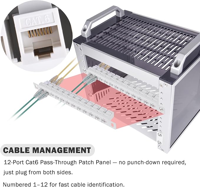 GeeekPi 12 Port Patch Panel, 10inch 0.5U CAT6 Network Patch Panel - Image 4