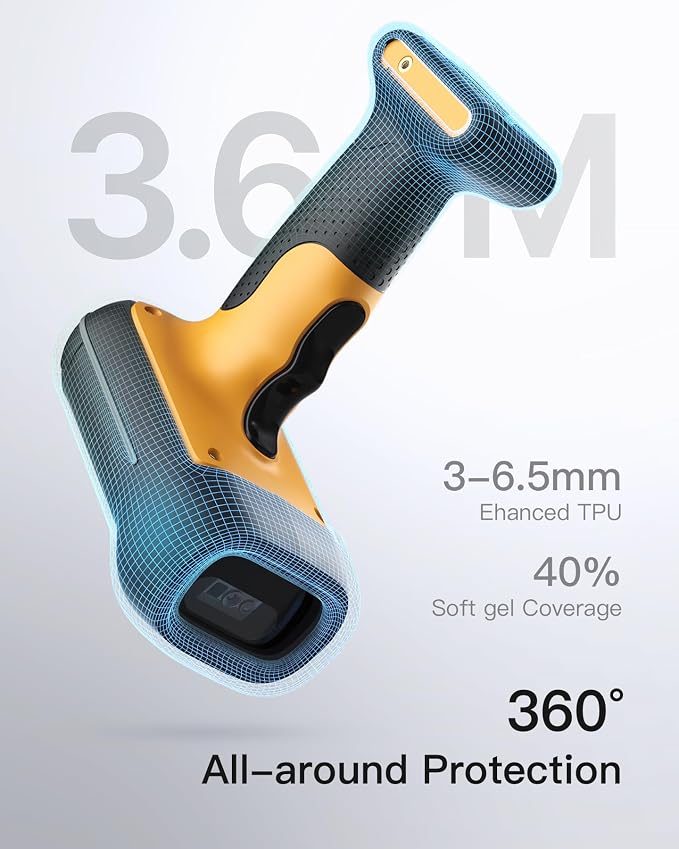 Inateck Industrial Barcode Scanner Bluetooth, 1D 2D QR Code Scanner Wireless - Image 3