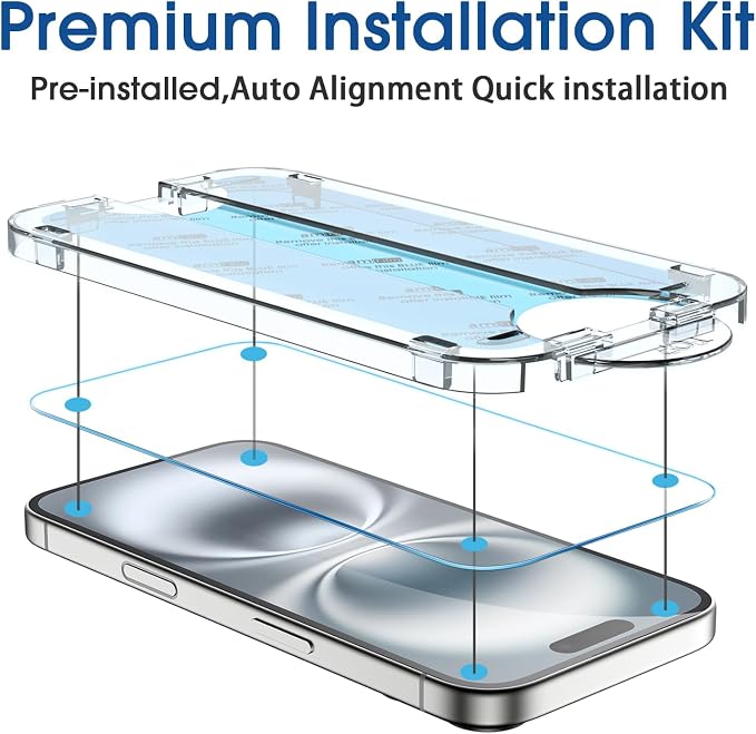 amFilm Auto-Alignment OneTouch for iPhone 16 Screen Protector + Camera Lens - Image 3