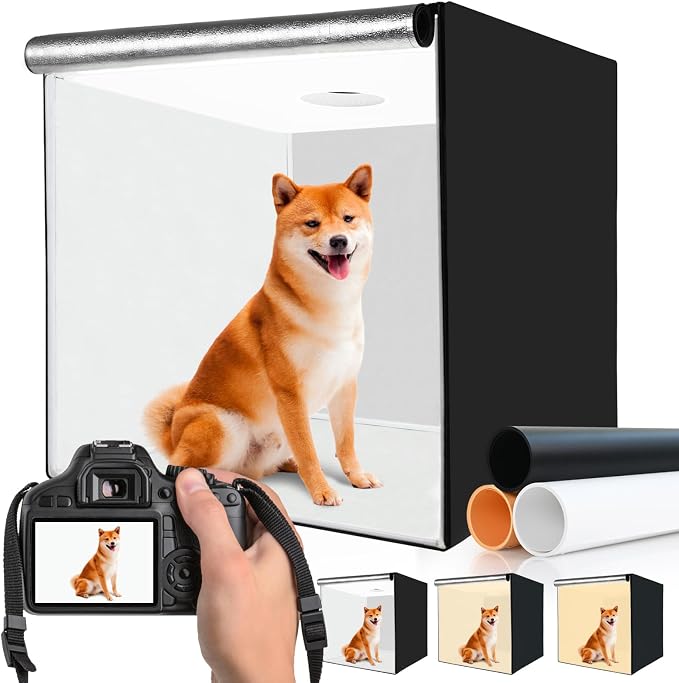 32"x32" Photo Studio Light Box for Photography, 3 Color 10-Level Adjustable by Hongbang