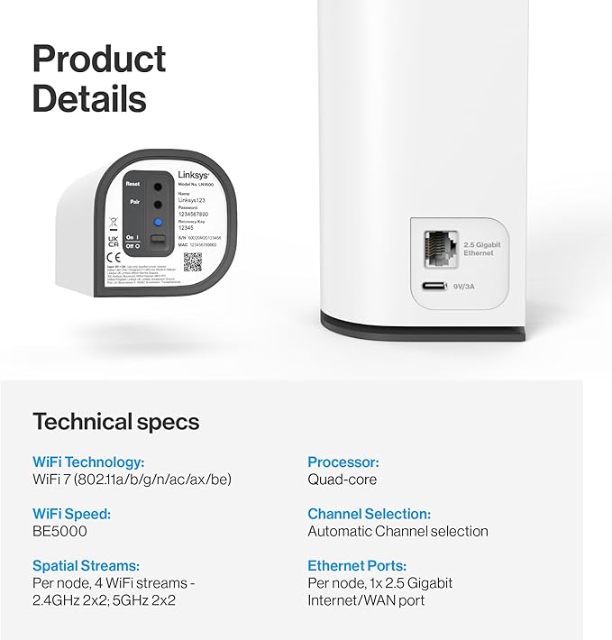 Linksys Velop Micro 7 Dual-Band BE5000 Wi-Fi 7 Mesh System | 4 WiFi Streams up - Image 5