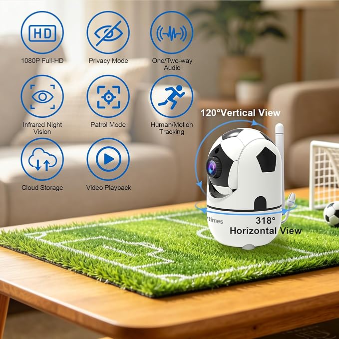 VTimes 1080P Pan/Tilt Indoor Camera Wireless, WiFi Cameras - Image 2