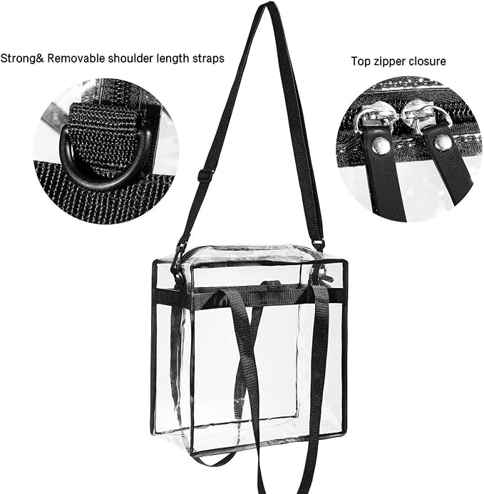 BAGAIL Clear Bags 12x6x12 Stadium Approved Clear Tote Bag - Image 2