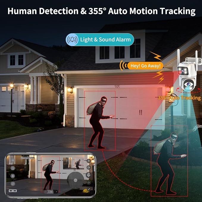 ESCANU Dual Lens Security Camera Outdoor, WiFi Camera - Image 3