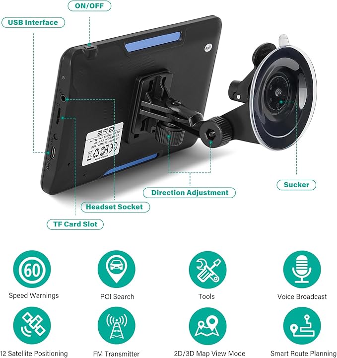 GPS Navigator for Car Truck RV, 7 Inch Touch Screen GPS for Car - Image 4