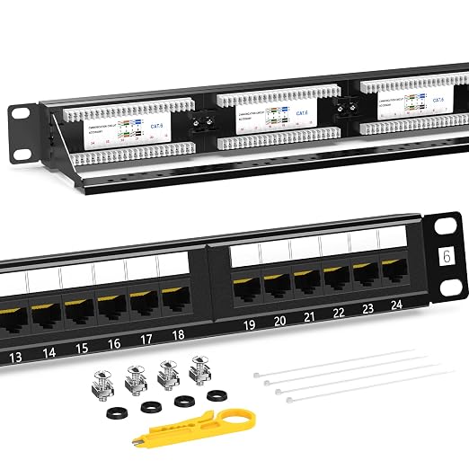 AMPCOM Premium Series CAT6 24 Ports Patch Panel, Rack Mount by AMPCOM