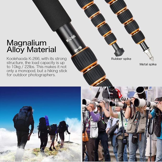 Koolehaoda 6-Section Monopod Compact Portable Photography Aluminum Alloy Unipod - Image 5