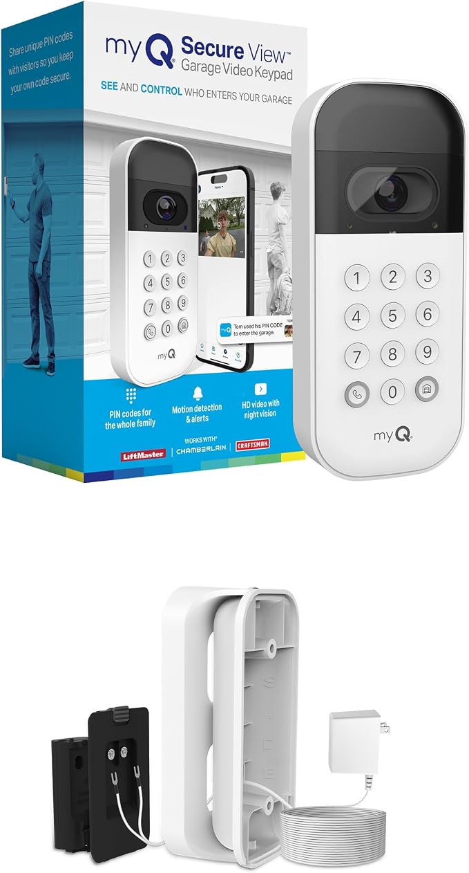 myQ Smart Garage Door Video Keypad + Wired Power Adapter Kit, by Chamberlain%7CmyQ