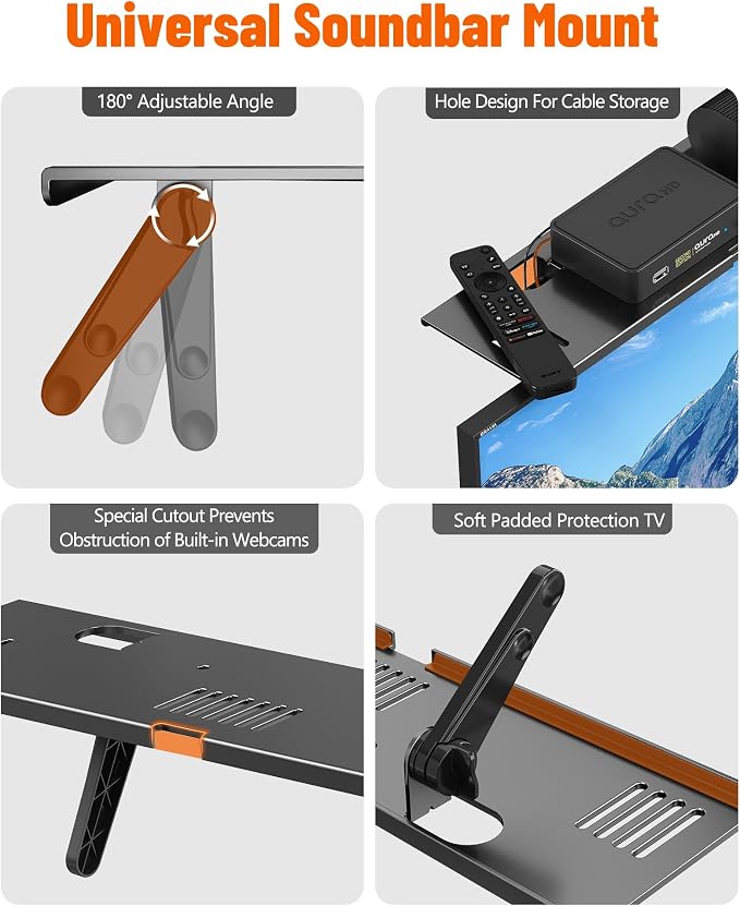 Soundbar Mount, No Drilling Steel TV Top Shelf Fits Most of Sound Bars Up to 15 - Image 7