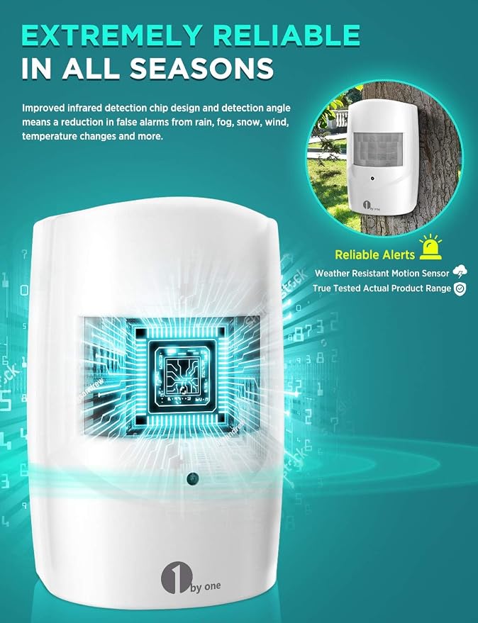 Driveway Alarm Wireless Outside, 1 BY ONE Motion Sensor Alarm 1000ft/300m Range - Image 3