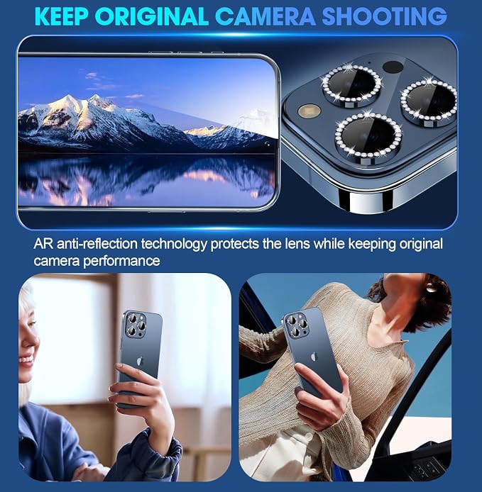 for iPhone 15 Pro/iPhone 15 Pro Max Camera Lens Protector Bling Individual - Image 4