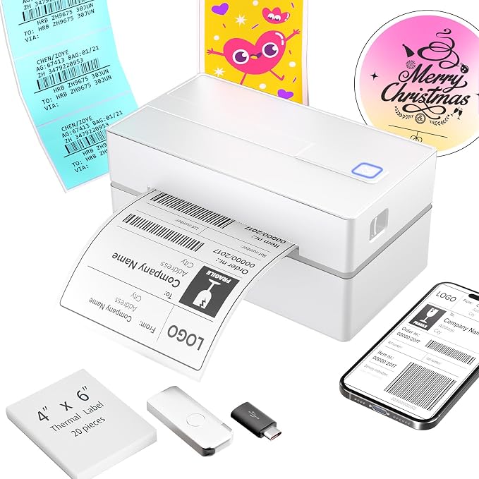 Bluetooth Thermal Shipping Label Printer: 4x6 Wireless Label Maker by Unknown