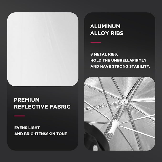 43" Black/Silver Reflective Umbrella Kit - Image 5