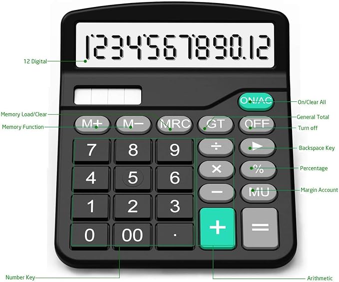 Calculator, Splaks 2 Pack Standard Functional Desktop Calculators Solar and AA - Image 3