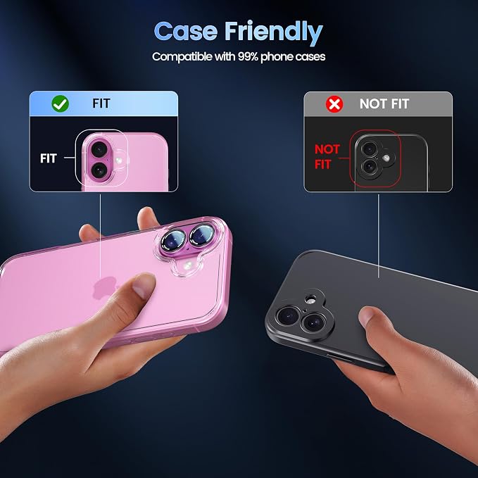 CACOE Camera Lens Protector for iPhone 16/16 Plus/17 - Image 4