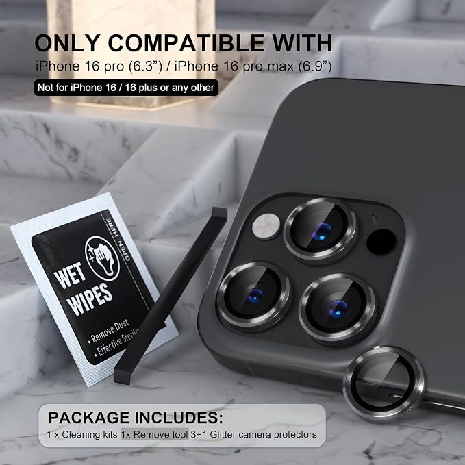 Choiche Compatible for iPhone 16 Pro/iPhone 16 Pro Max Camera Lens Protector - Image 2
