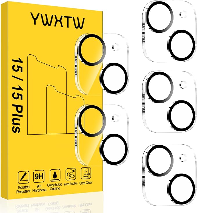 YWXTW [5 Pack Designed for iPhone 15 Camera Lens Protector, for iPhone 15 Plus by YWXTW