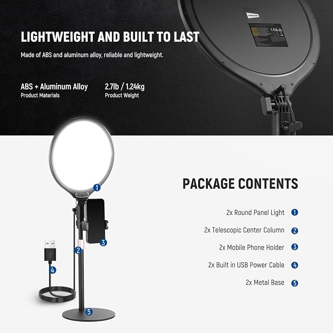 NEEWER Basics 2 Pack 10.5" Desktop LED Ring Light - Image 8