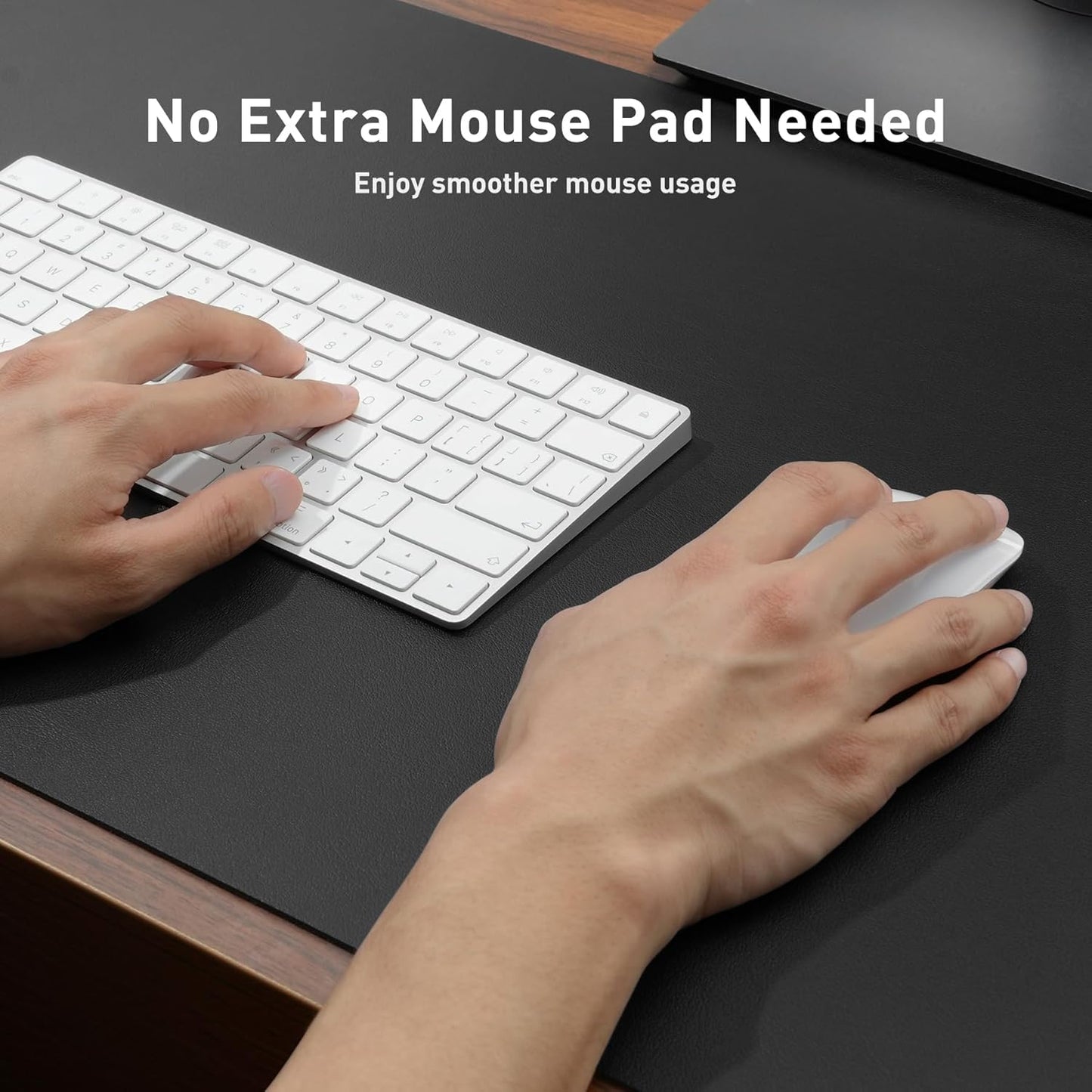 Aothia Leather Desk Pad Protector, Mouse Pad, Office Desk Mat, Non-Slip PU Leather Desk Blotter, Laptop Desk Pad, Waterproof Desk Writing Pad for Office and Home (Black,23.6" x 13.7")