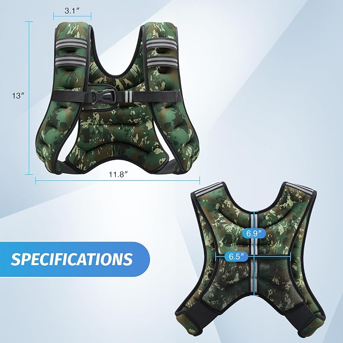 ZELUS Weighted Vest, 6lb/8lb/12lb/16lb/20lb/25lb/30lb Weight Vest - Image 8