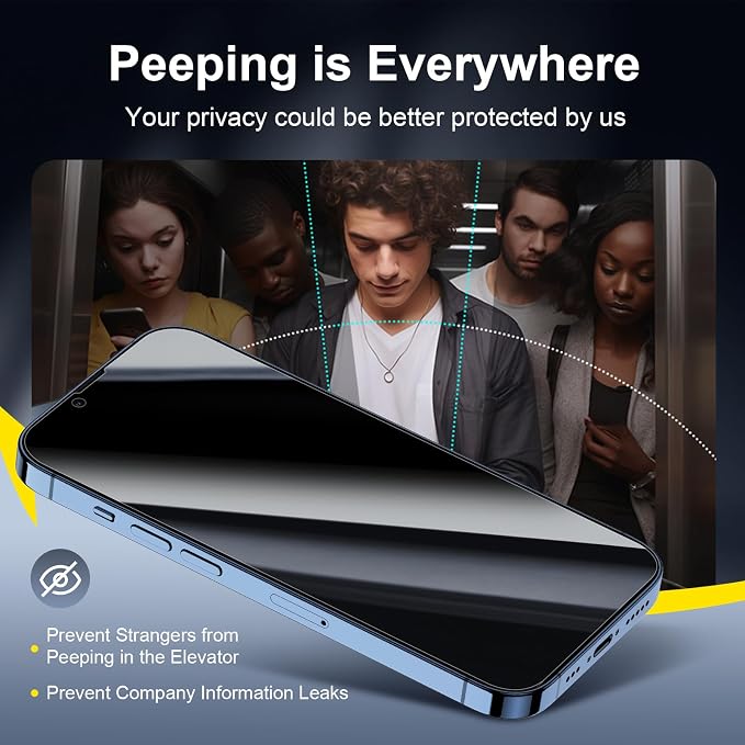 NEW'C 3x Privacy for iPhone 13 Pro Screen Protector+ 3x Camera Lens Protector - Image 5