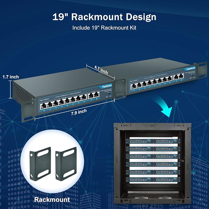YuanLey 8 Port PoE Switch with 2 Gigabit Uplink, 8 PoE+ Port 100Mbps, 120W - Image 5