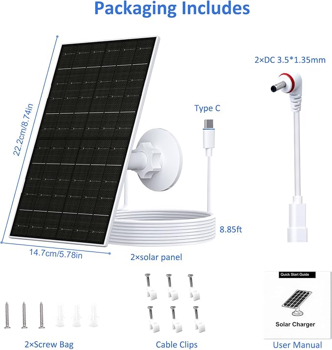 FUTUREZEN Solar Panel for Ring Camera, 6W Solar Charger Compatible - Image 7