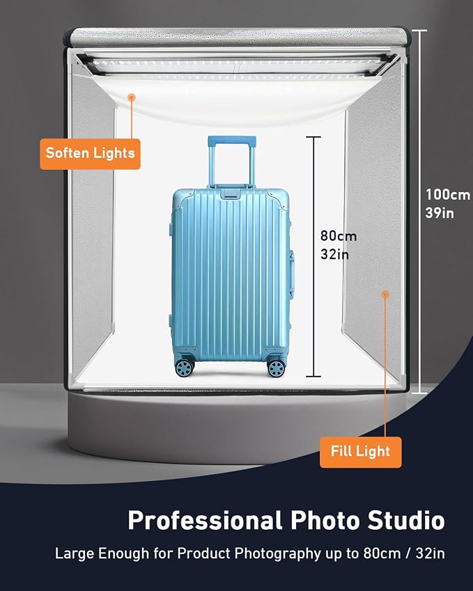 DUCLUS Light Box Photography 39×39 inch, 210 LED Large Photo Light Box - Image 2