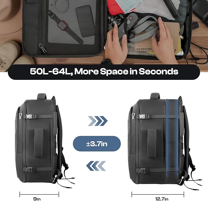Carry on Backpack, Extra Large 55L Travel Backpack TSA Approved, Expandable - Image 3
