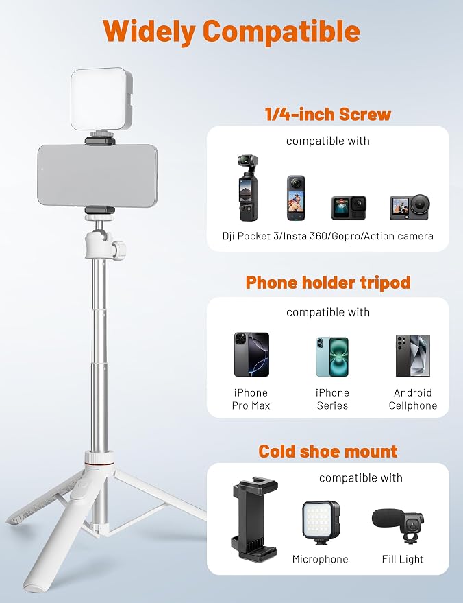 JOILCAN Tripod for iPhone & Camera, Extendable Portable Phone Tripod Stand for - Image 6