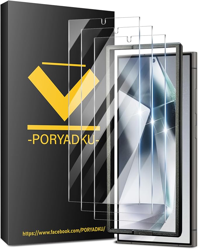 V-PORYADKU 3 Pack for Samsung Galaxy S24 Ultra Screen Protector, 9H Tempered by PORYADKU
